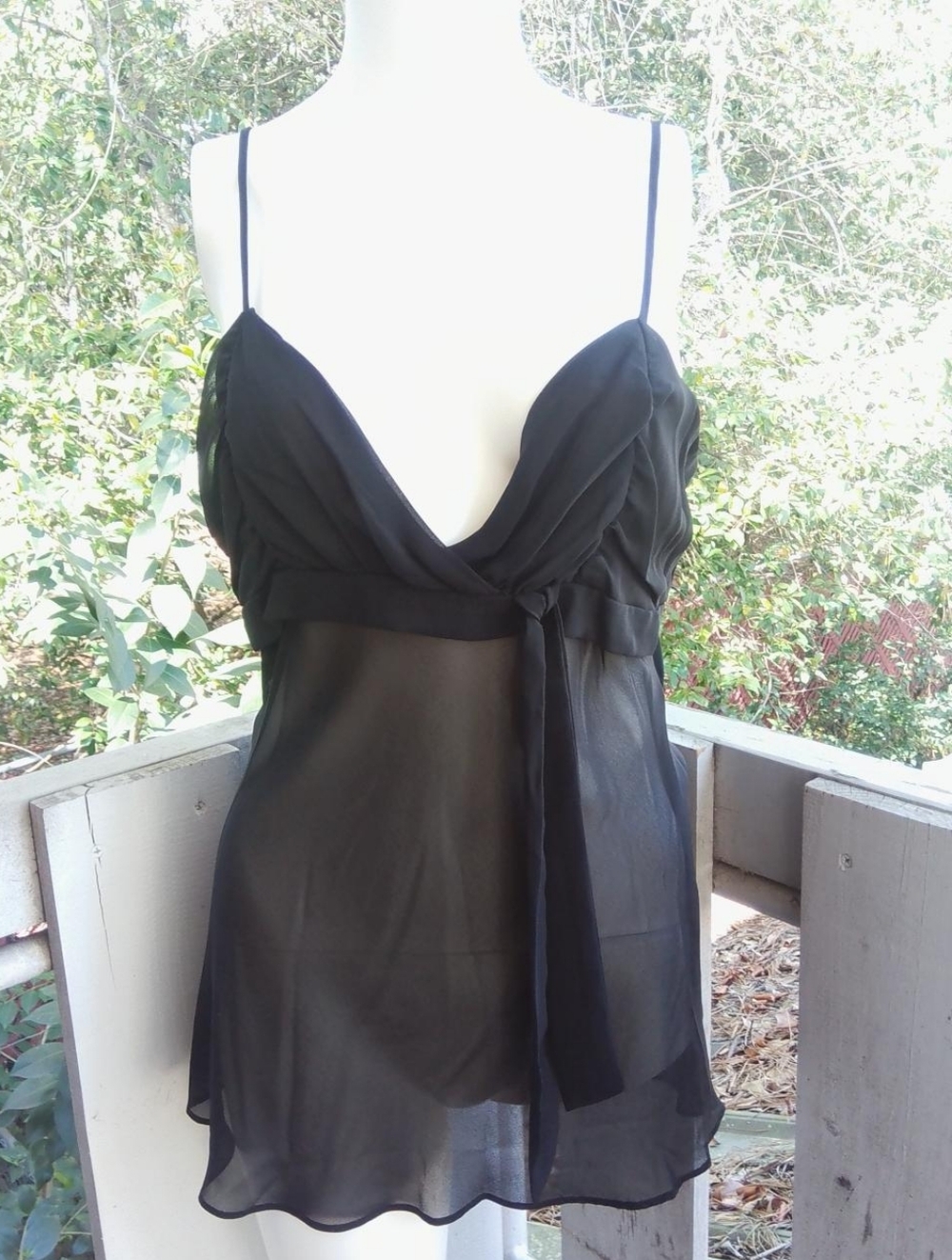 Vintage Y2K Sheer Dark Romance Goth Girl  Babydoll Cami Top Large